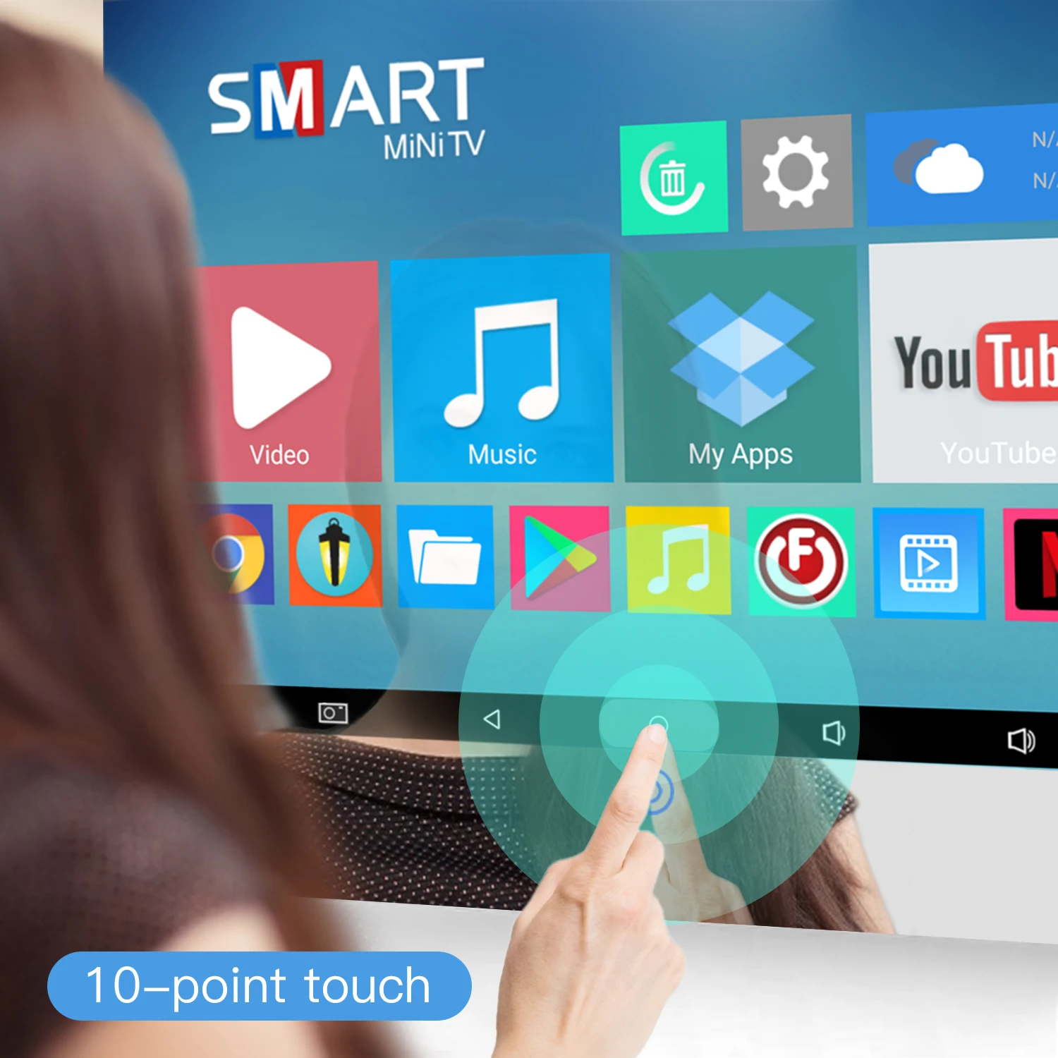 Водонепроницаемый умный сенсорный телевизор Haocrown 22 дюйма Android 10 0 Full HD 1080P