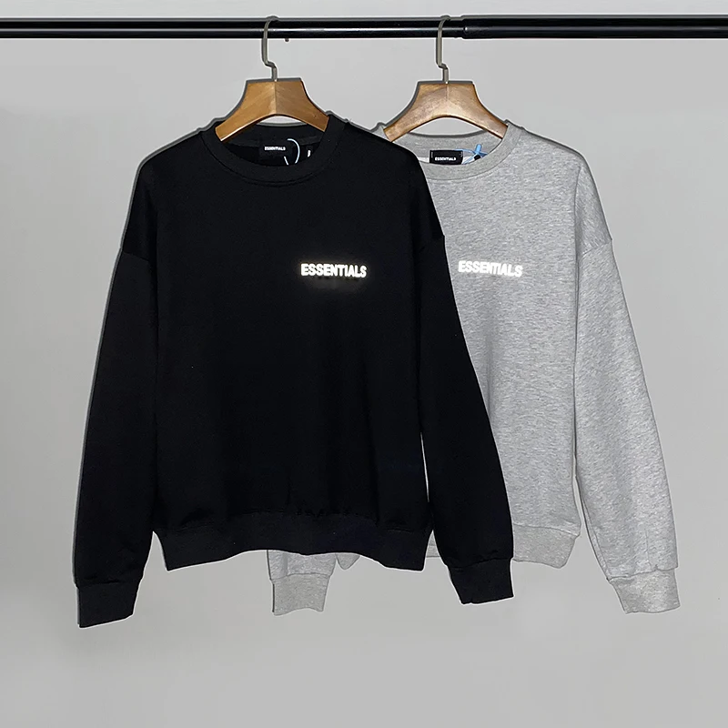 

Autumn Hoodies New Essentials Small Logo Print 3M Reflection Sweatshirts Men High Quality Oversize Pullover Streetwear