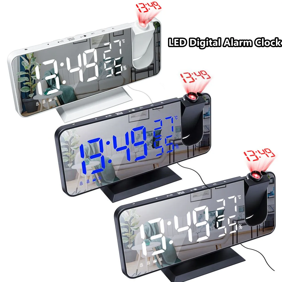 Цифровой светодиодный Будильник с USB 3 цвета настольные электронные часы