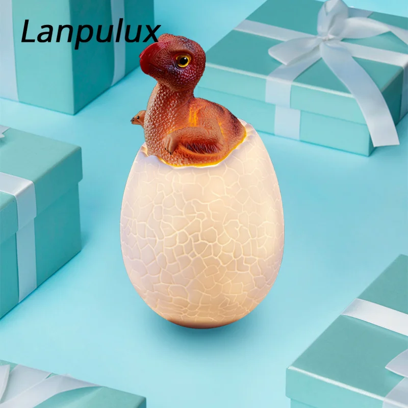 Lanpulux с пультом дистанционного управления, 3D ночник с динозавром, цветной светодиодный светильник для детей, маленьких мальчиков, настольная лампа с животными, подарок на день рождения