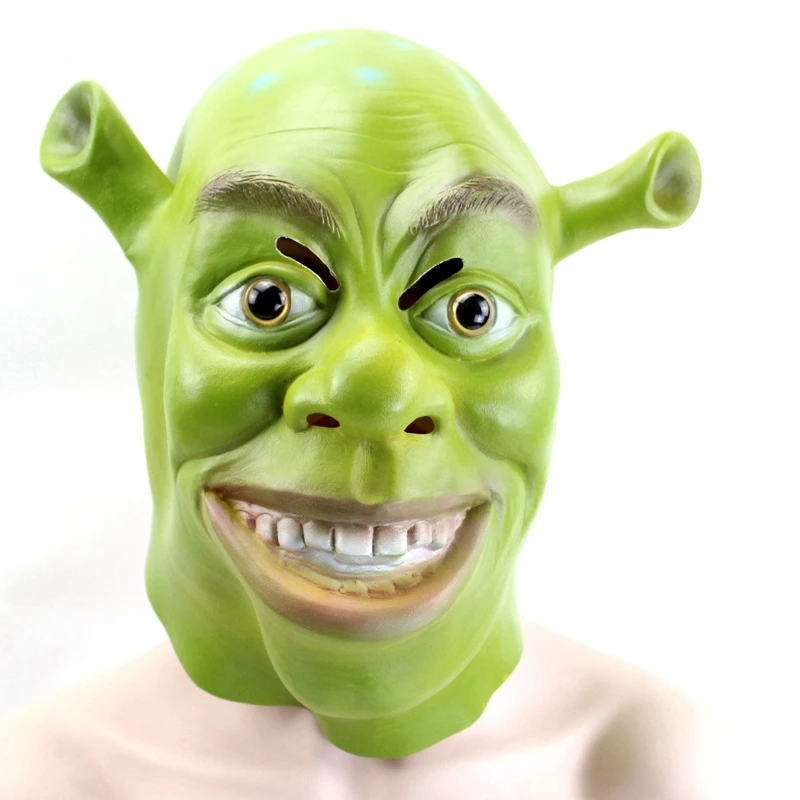 Зеленые латексные маски Шрек реквизит для косплея из фильма взрослых Хэллоуина