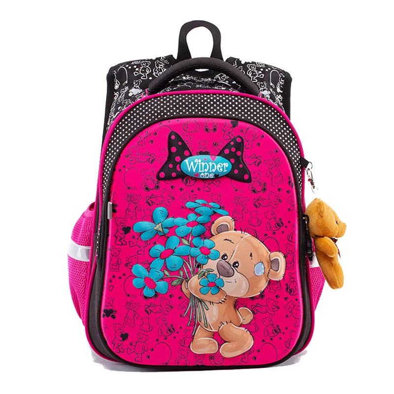 Новые брендовые школьные сумки для девочек рюкзак с мультяшным медведем и кошкой