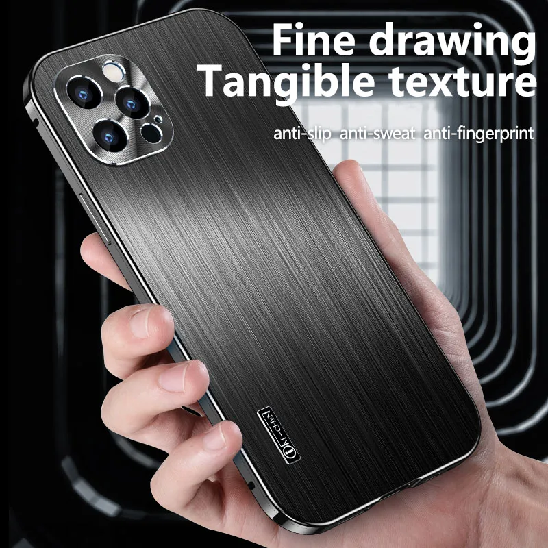 luxury aluminium metal all inclusive phone case for iphone 12 pro max laser brushed camera lens protective anti drop back cover free global shipping