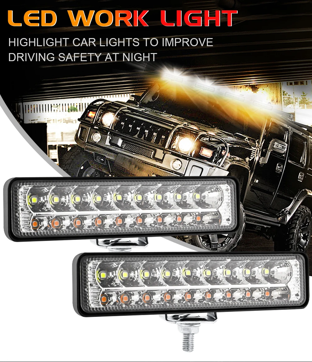 

6Inch 60W Combo Led Light Bars Spot Flood Beam 4x4 Spot 12V 24V 4WD Barra LED Headlight For Auto Boats SUV ATV Light Auto