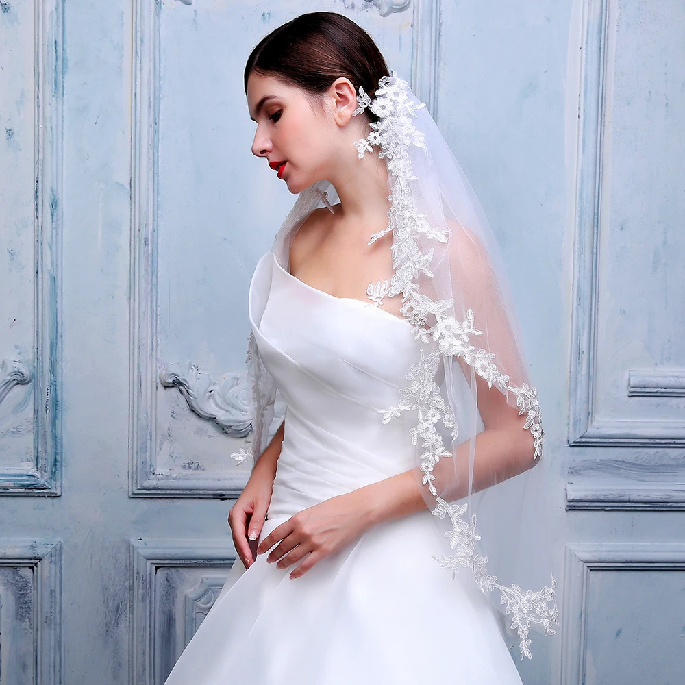 Новинка 2019 элегантная женская двухслойная Фата для невесты мягкий тюль с