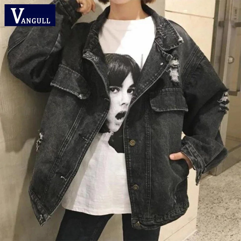 Vangull женское базовое пальто Весенняя джинсовая куртка винтажная с длинными
