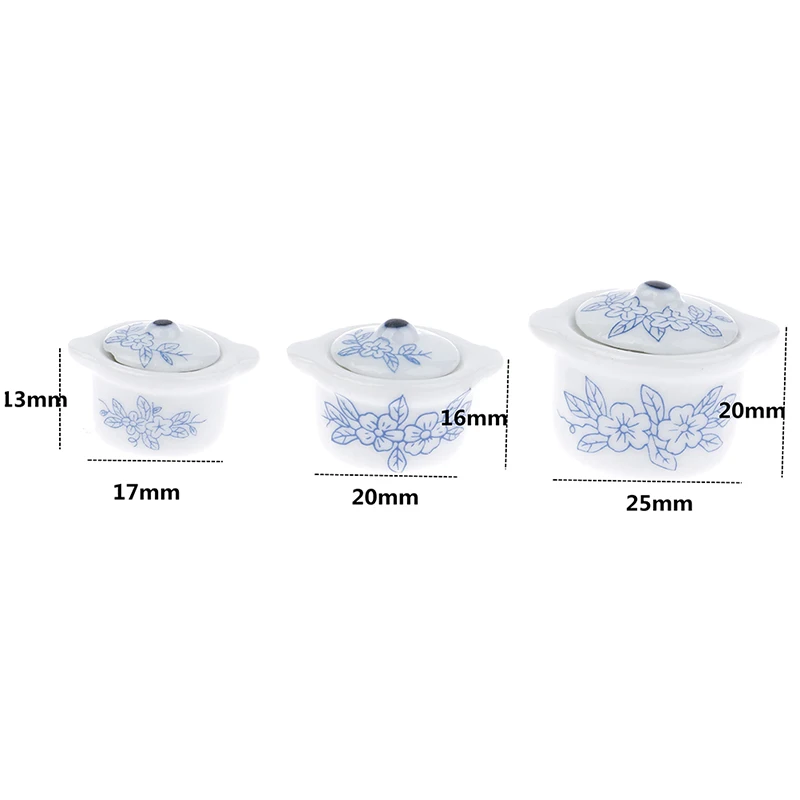 

3pcs/set 1/12 Dollhouse Miniature Accessories Mini Soup Pot Food Simulation Kitchenware Model Toys For Doll House Decor 3 Sizes