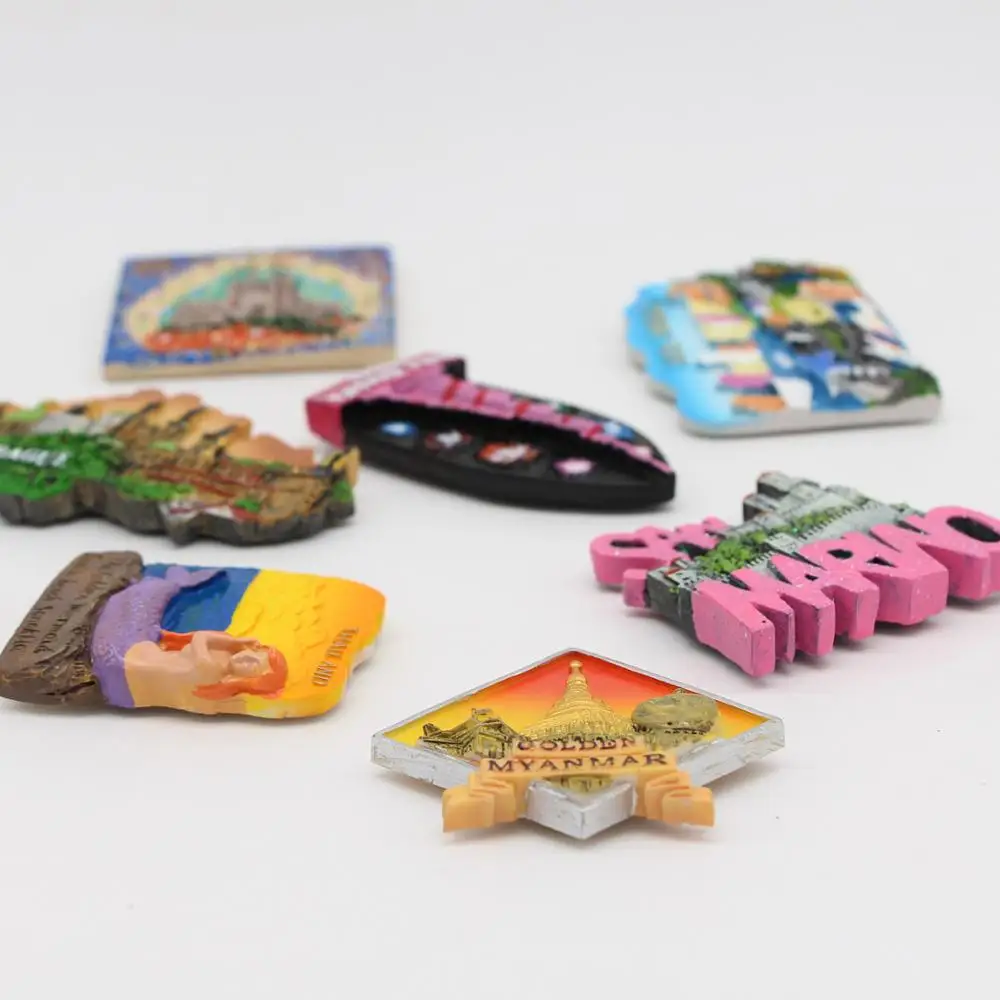 Магниты на холодильник мозаика Барселоны Бурдж халифа Дубай золотой Мьянма