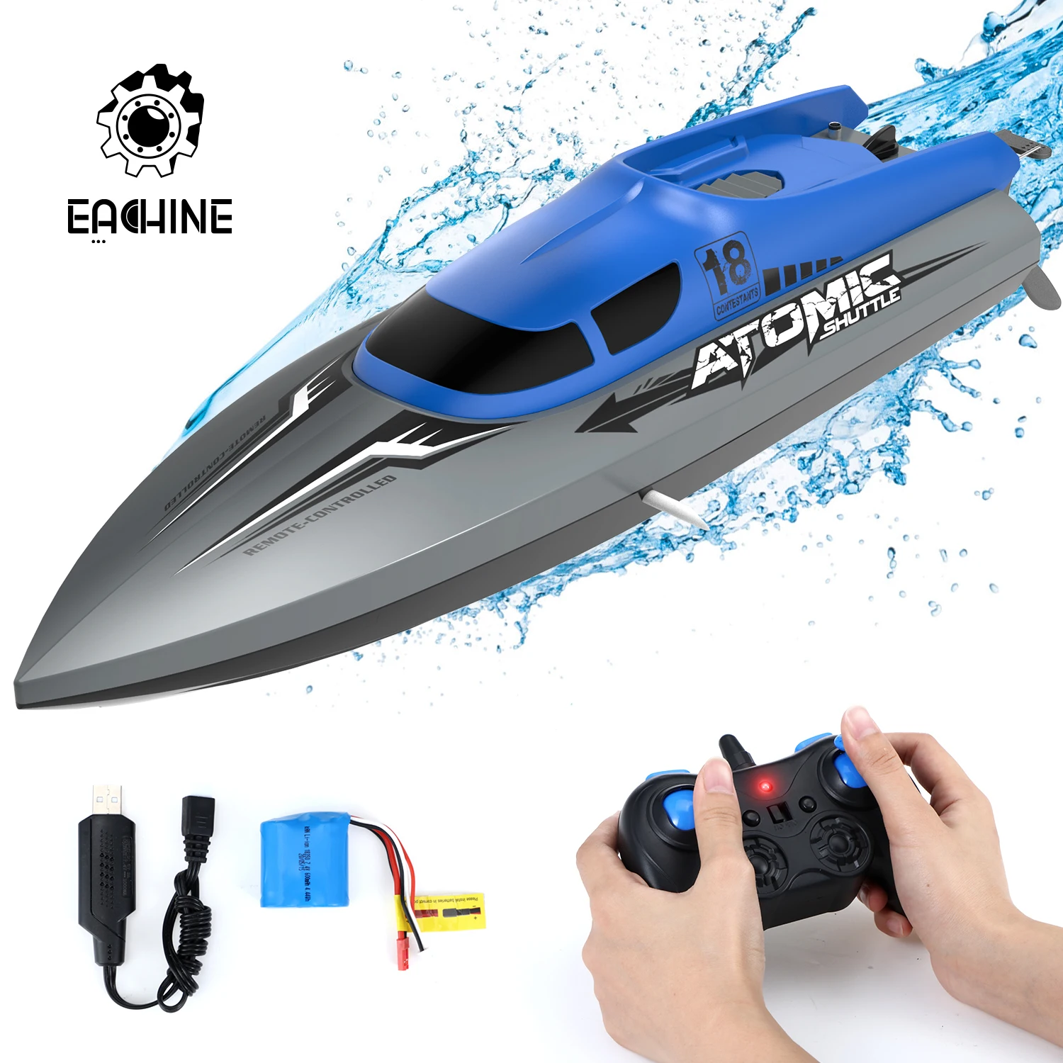 

Лодка с дистанционным управлением EACHINE EB02, 2,4 ГГц, 4 канала, высокоскоростной двигатель до 30 + км/ч для бассейна и озера, время использования 40 ...