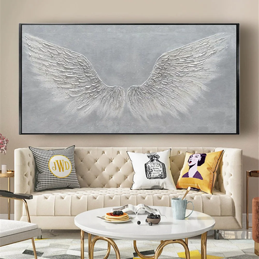 

Artist Hand-painted High Quality Abstract Oil Painting on Canvas white Angel wings Modern Abstract Oil Painting for Wall Decorat