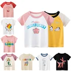 Летняя футболка с изображением животных из мультфильмов, для маленьких детей, для мальчиков и девочек, милые хлопковые топы с коротким рукавом, повседневные футболки для девочек, летняя одежда