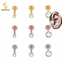 zircon titanium labret earring for lip medusa ear helix tragus lobe piercing 16g internally thread stud fashion body jewelry