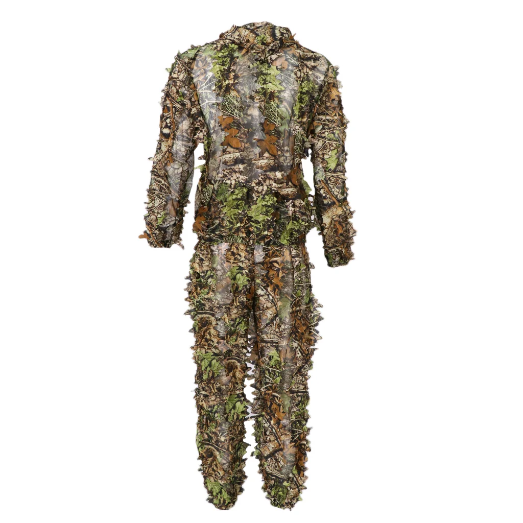 

Camouflage Hooded Elastic Wasit Ghillie Suits Clothes Set Jacket Pants for Hunting Shooting Wildfowling Hiking