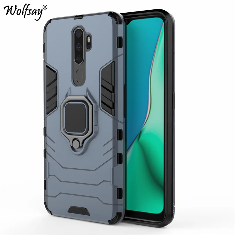 Для Oppo A9 Чехол Броня Магнитная присоска подставка противоударный полный край Обложка для Oppo A9 чехол для Oppo A9 - Цвет: Navyblue