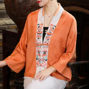Китайская одежда с вышивкой кимоно Стильный кардиган куртка для женщин