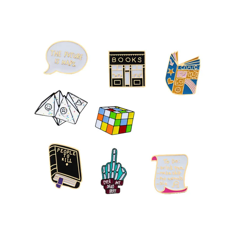 Веселая мультяшная брошь для мужчин и женщин эмалированная булавка книжный куб