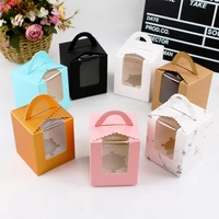 20pcs single cupcake boxes and packaging individual containers with handle paper cupcake holders cupcake cake dragees gift box