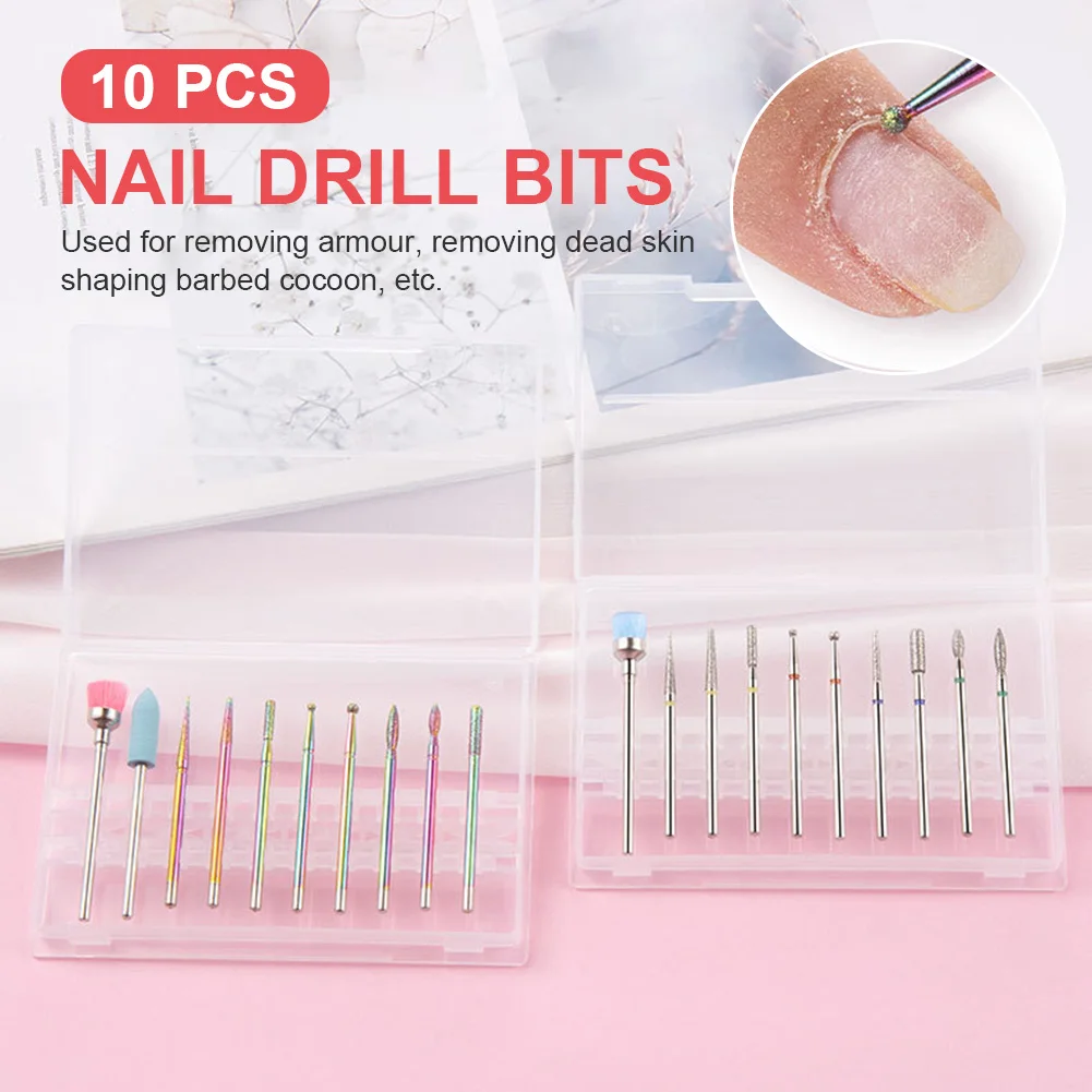 

10 Pieces Of Acrylic Polished Nail Nail Drill Bit Professional Nail Cutin Remover Polished Manicure Tool For Home Salon
