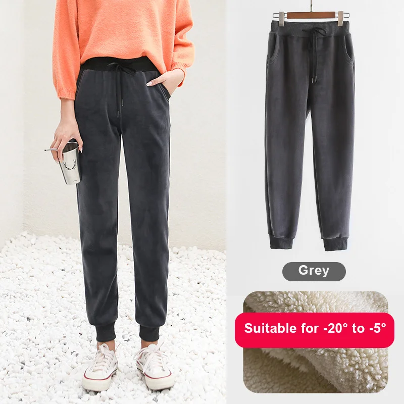 

High Quality Slim Women Pant Winter Thick Warm Trousers Female Casual Cotton Padded Harem Pants Lined Fleece Autumn Sweatpants