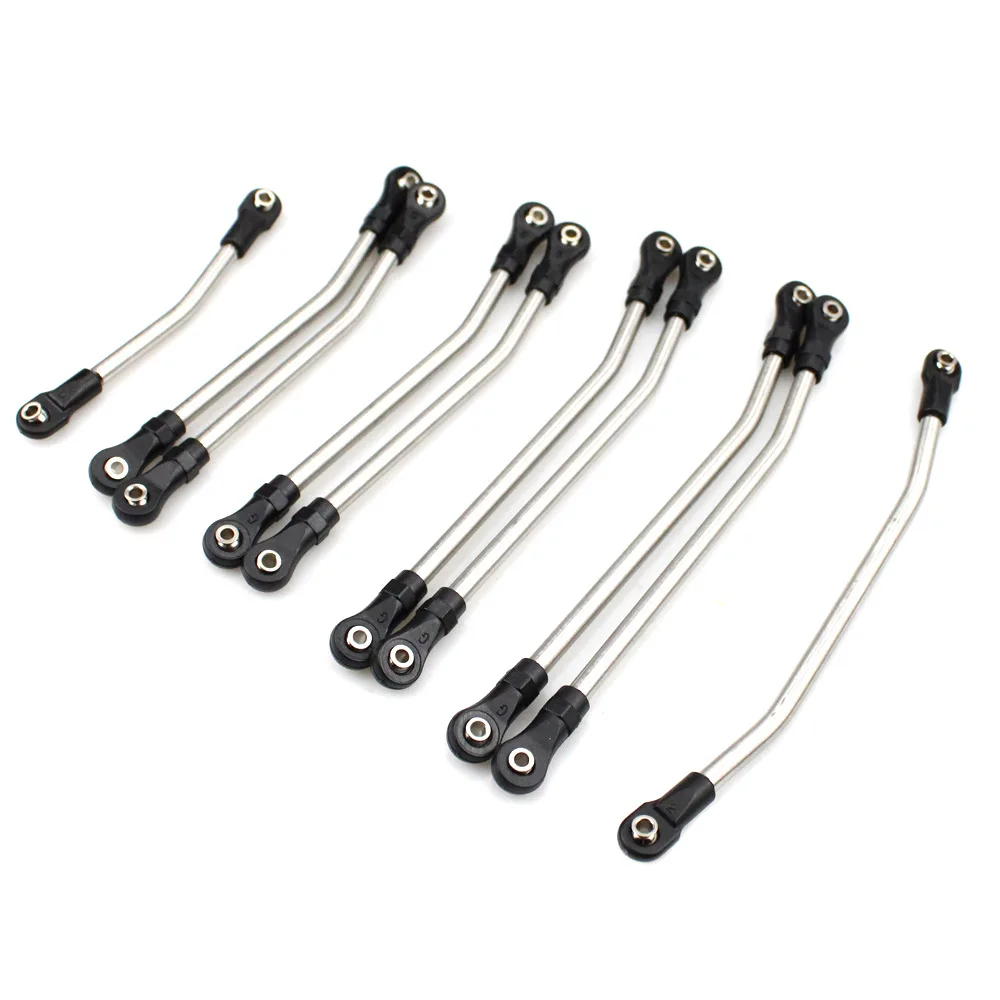 

10Pcs Metal Link Rods Linkage Kit 87/104/120/137/143/145mm Link Rods Upgrade Parts for 1/10 Axial SCX1090046 90047 90075 RC Car