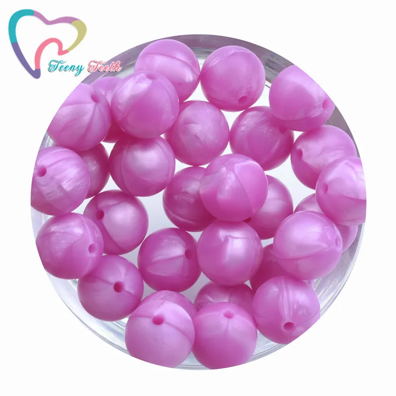 Metallic Hot Pink Маленькие зубы металлические 12-15 мм круглые силиконовые прорезыватели для зубов еда без бисфенола-а класс Детские Жевательные круглые шариковые бусины 12 цветов на выбор - Цвет: Metallic Hot Pink