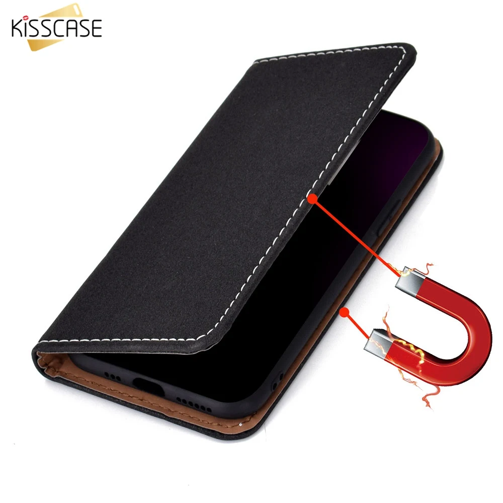 Чехол KISS кожаный чехол для телефона 11Pro MAX XR X флип кошелек iPhone 7 8 6 6s Plus Магнитный 11