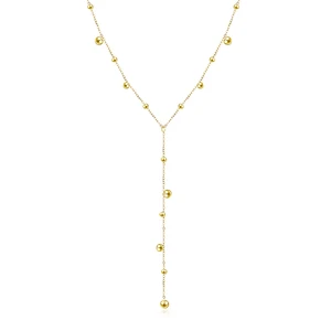 Gold Beads Chain Stainless Steel Necklace Y Shap Body Trend Women's Neck Chain Fashion Jewellery Col in India
