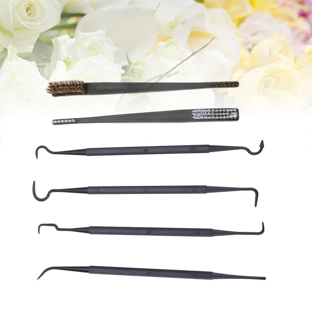 

6PCS Outdoor Portable Double-ended Metal Wire Cleaning Hook Brush Tube Cleaning Brush Outdoor Apparatus Accessories