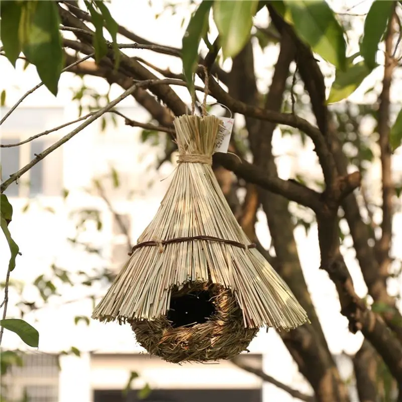 

P15D Birds Nest Natural Grass Egg Cage Outdoor Decorative Weaved Hanging Parrot Hous