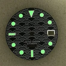 Replacement 28.5MM Watch Dial w/ Green Luminous for SKX007 NH35/4R36 Watch Movement Modification Part