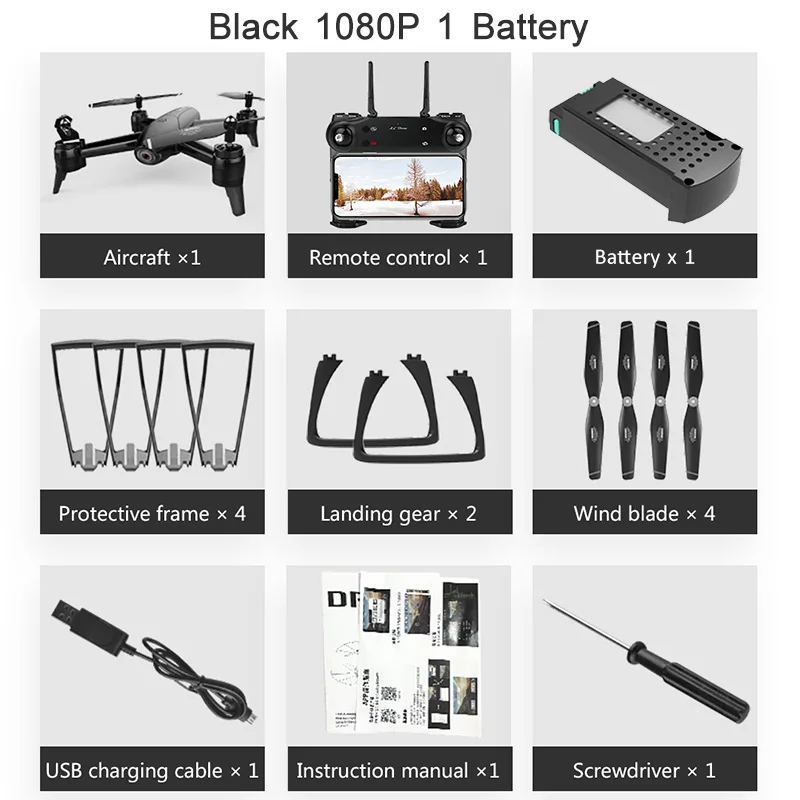 black 1080P 1B SG106 Радиоуправляемый Дрон оптический поток 1080P HD Двойная камера в реальном времени воздушный видео RC Квадрокоптер самолет позиционирование RTF - Цвет: black 1080P 1B