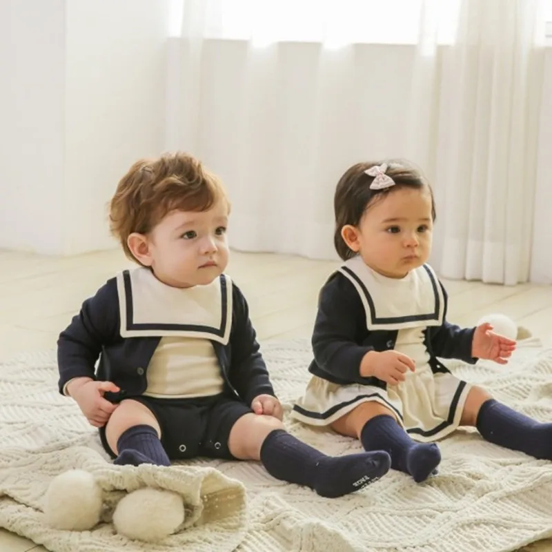 Newborn Infant Clothes 2022 New Korean Children Clothing Spanish Baby Boys Rompers Toddler Girl Dress Set Brother Sister Outfits