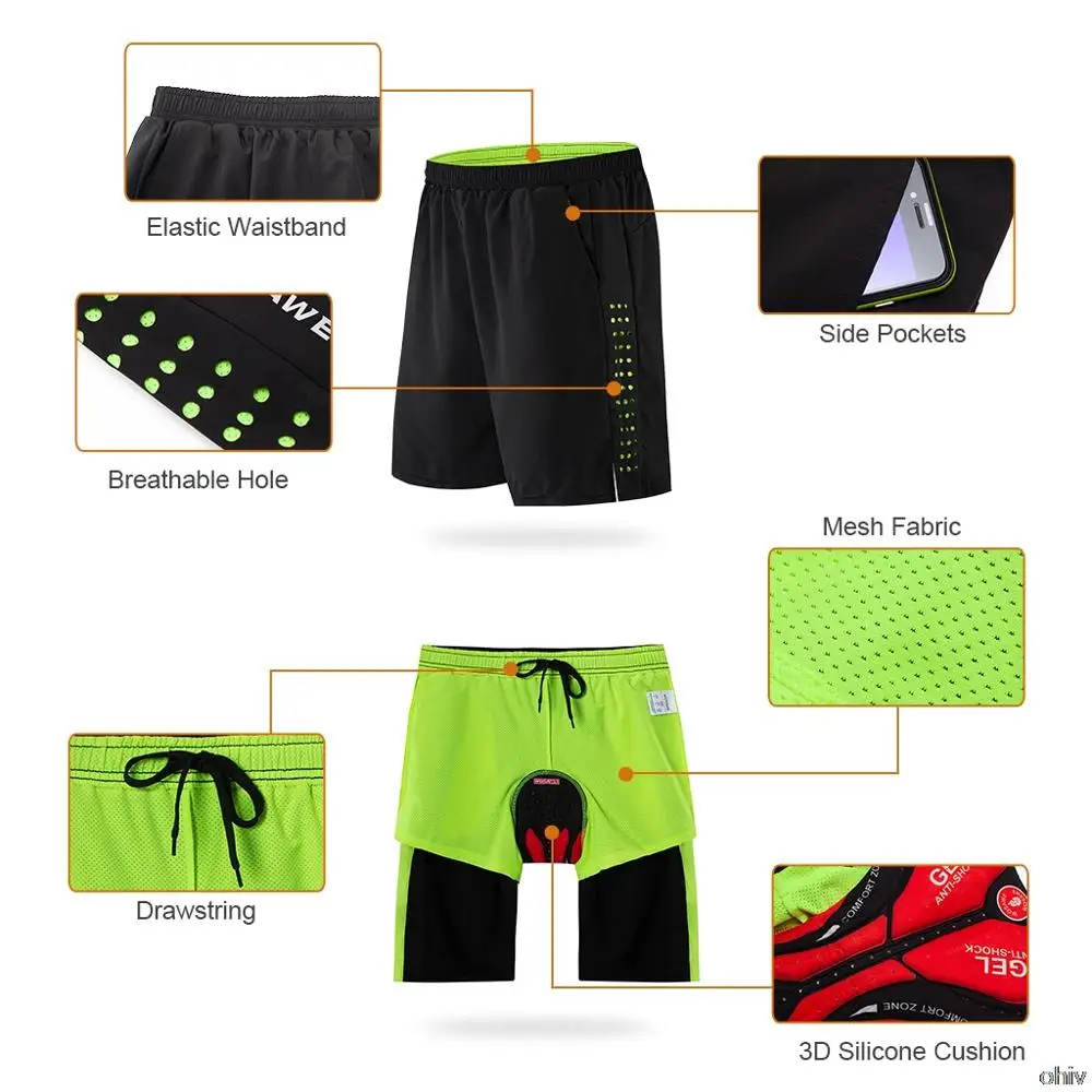 Мужские велосипедные шорты WOSAWE с 3D гелевыми вставками свободные для шоссейного