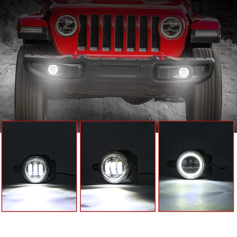 

NEW-for Wrangler JL 4 Inch Round Halo Led Fog Light White Daytime 30W Led White Light Running Light 2018 2019 2020
