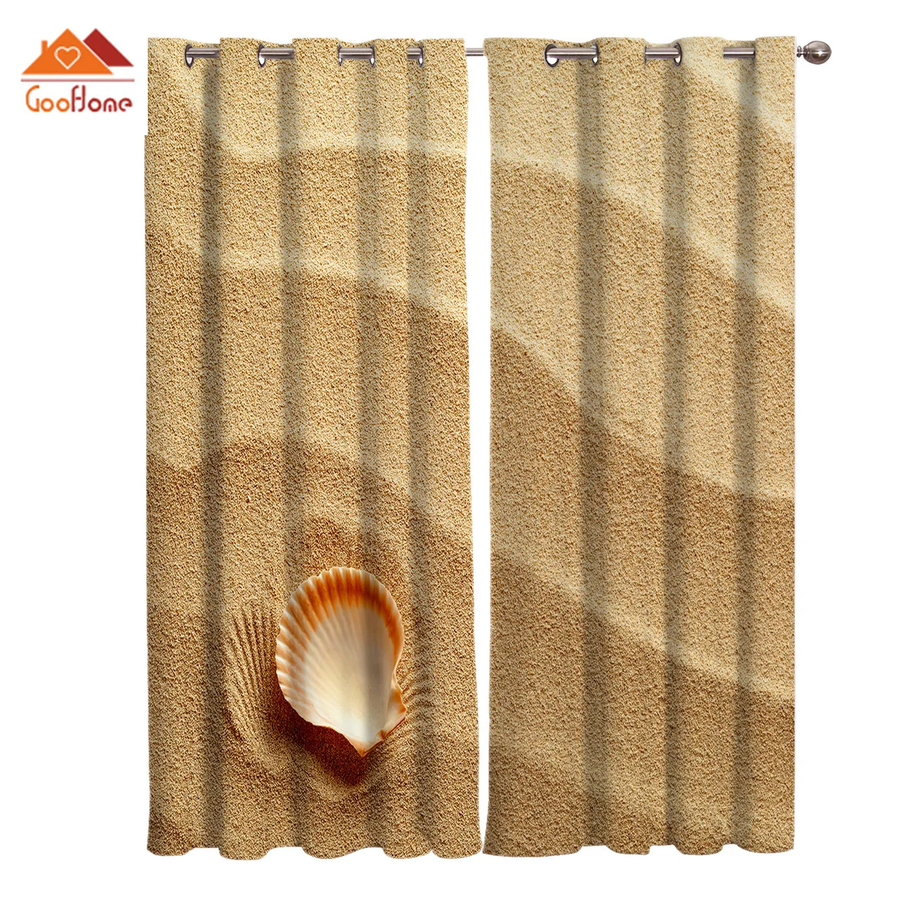 Маленькая Морская ракушка на золотистом песке занавески для окон гостиной улицы
