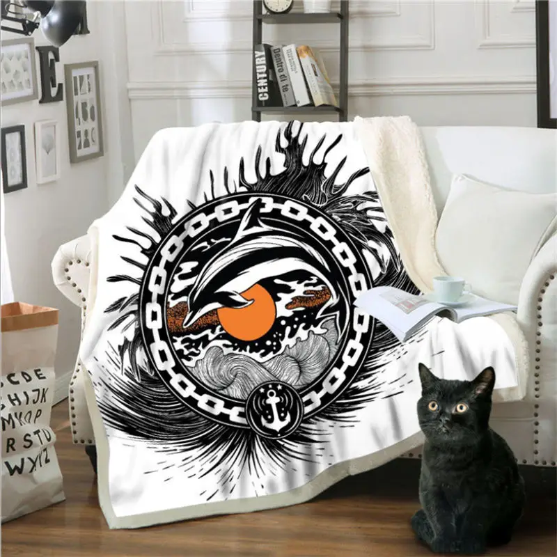 Одеяло толстовка морской принт с животными сон одеяло легкое квадратное