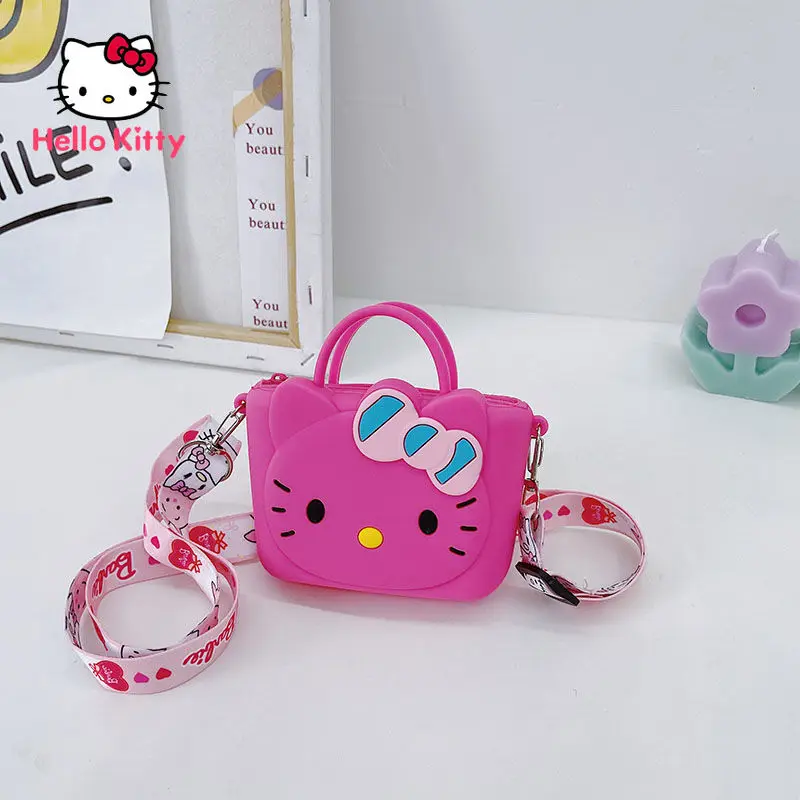

Hello Kitty Fashion Silicone Material Cute Cartoon Children's Coin Purse Simple Sweet Waterproof Shoulder Messenger Bag