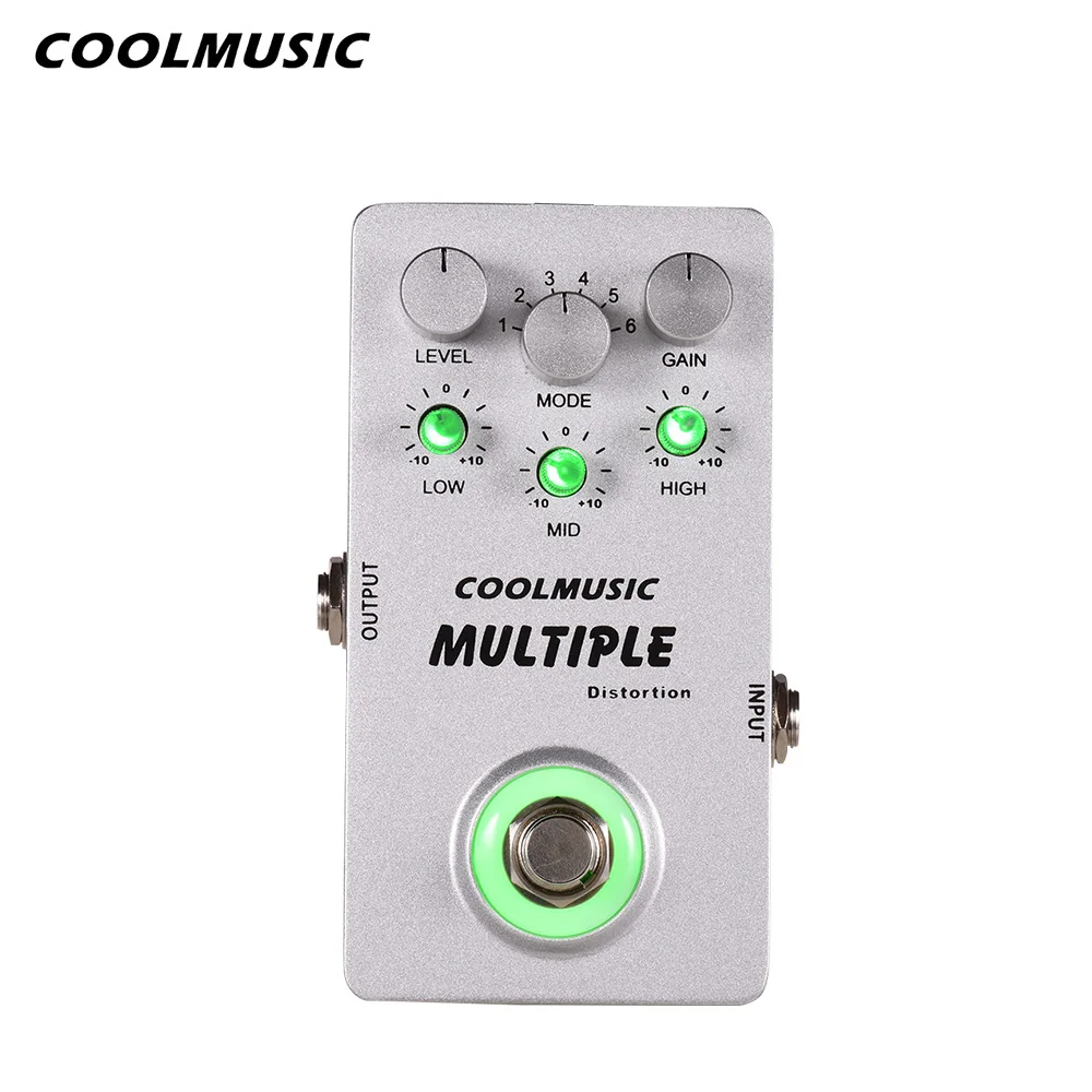 COOLMUSIC цифровой тяжелый металл Педаль Эффекта Искажения Встроенный 6 Эффекты