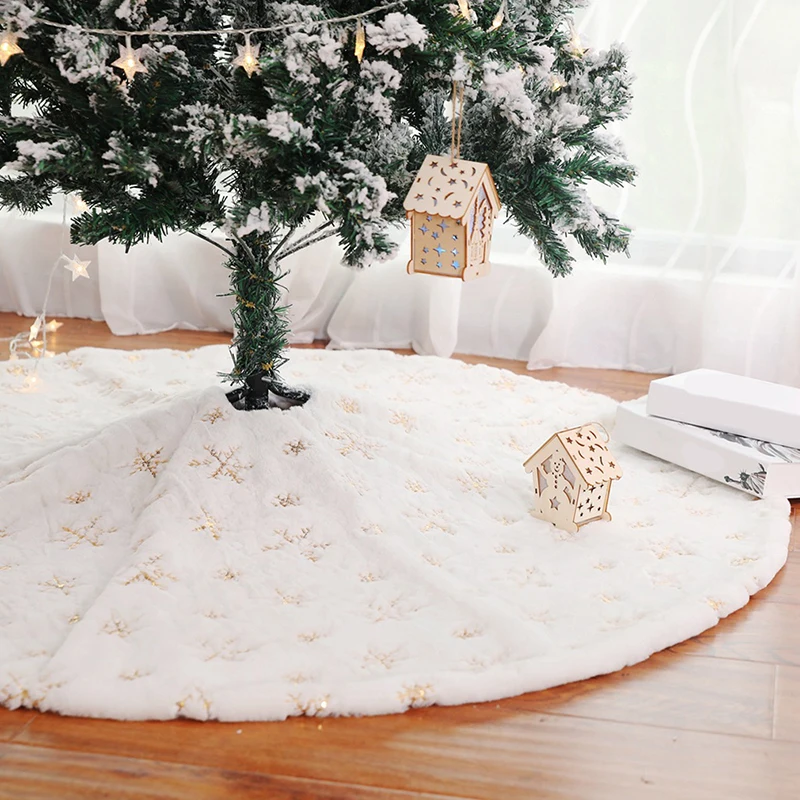 

White Christmas Tree Skirt Plush Faux Fur Carpet Xmas Floor Mat Ornaments Wedding Birthday New Year Christmas Tree Home Decor