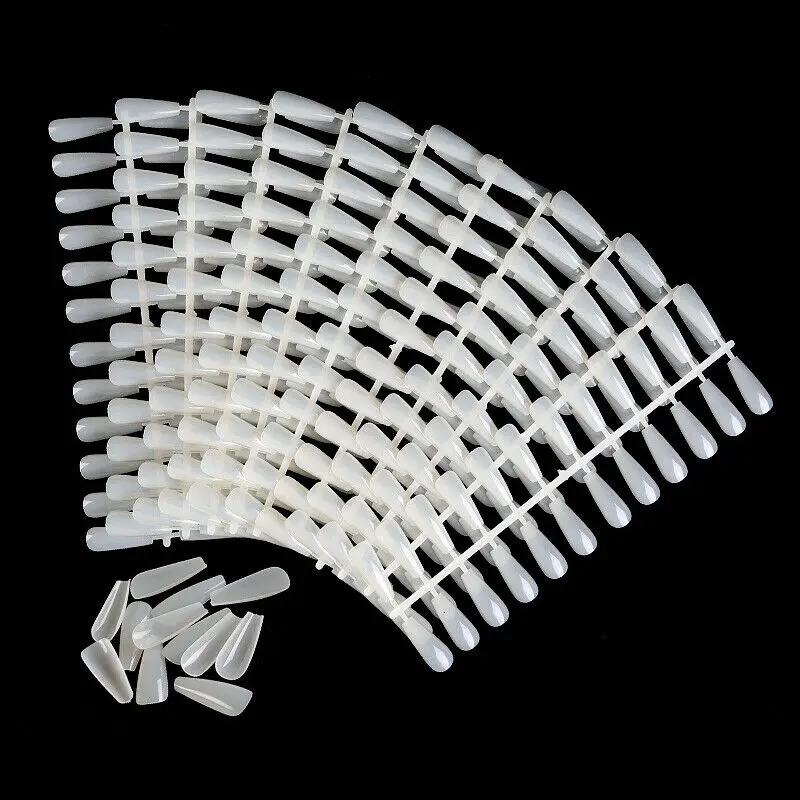 240Pcs естественные Ложные гроб накладные ногти балетки с Т образной поддельные