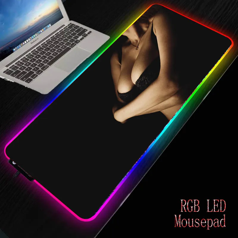 Большой мягкий игровой коврик для мыши Mairuige с сексуальной девушкой RGB