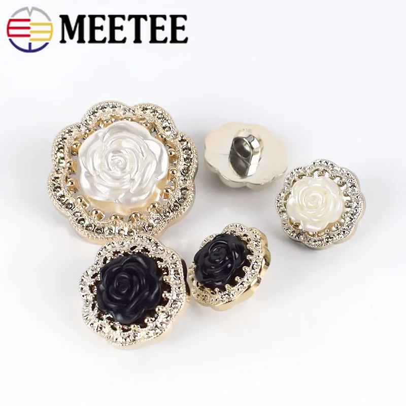 Meetee 20pcs 18-34mm High-grade Resin Button Round Rose Pearl Shank DIY Coat Decorative Buckle Garment Sewing Accessories | Дом и сад