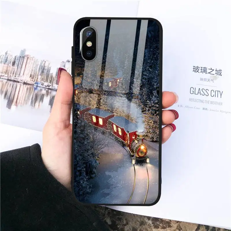 

Winter railway route Phone Case Tempered glass For iphone 11 12 PRO MAX X XS XR 5C 6 6S 7 8 plus