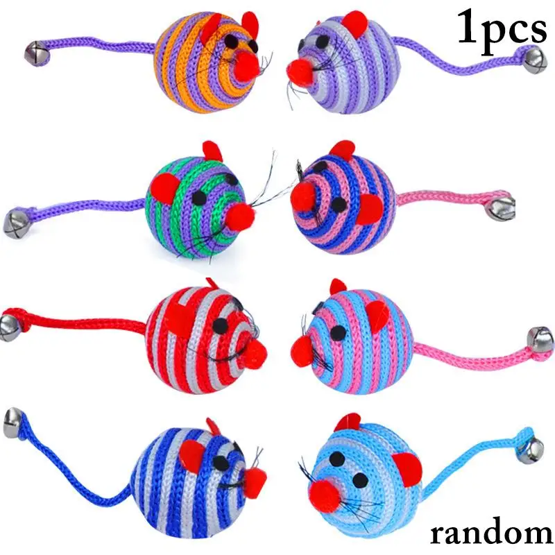 

1pcs Cat Toys Creative Mouse Shape Toy Nylon Interactive Play Bell Toys Cat Rope Ball Pet Kitten Chewing Toy Pet Supplies
