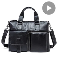 Work Business Office Men Shoulder Cow Genuine Leather Hand Bag Laptop Handbag For Documents Briefcase Male Black Hit Bolsas