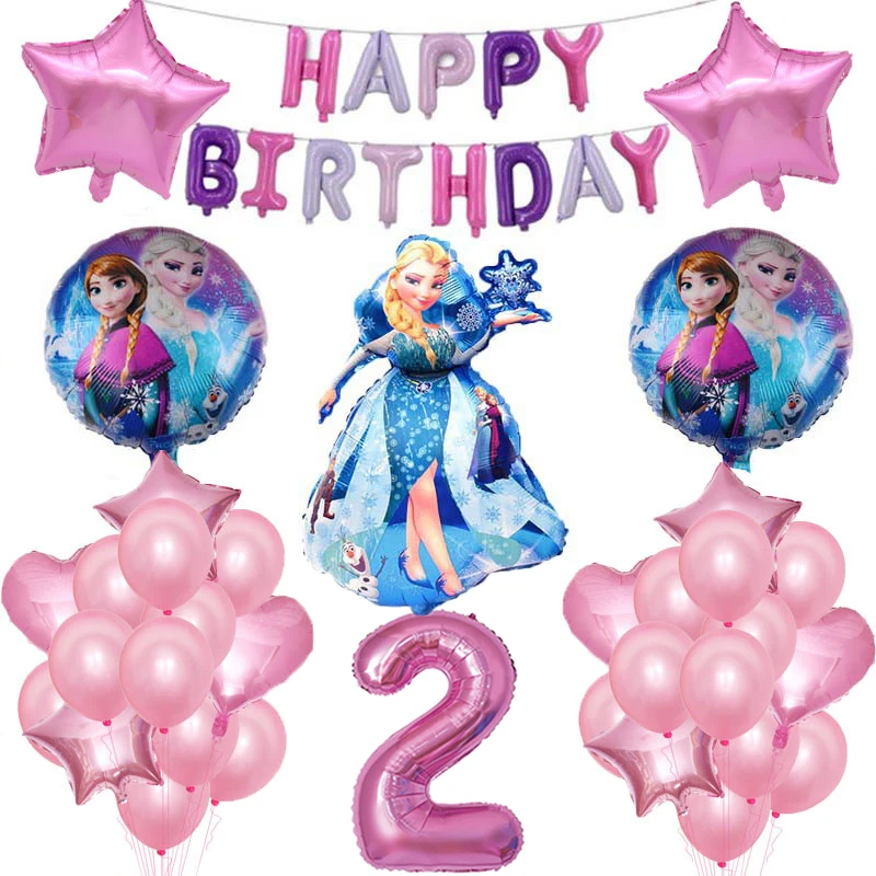 Globos de helio de princesa de Frozen de Elsa, Disney, n&uacute;mero de 32 pulgadas, decoraciones de fiesta de cumplea&ntilde;os para ni&ntilde;as, juguetes para ni&ntilde;os-1