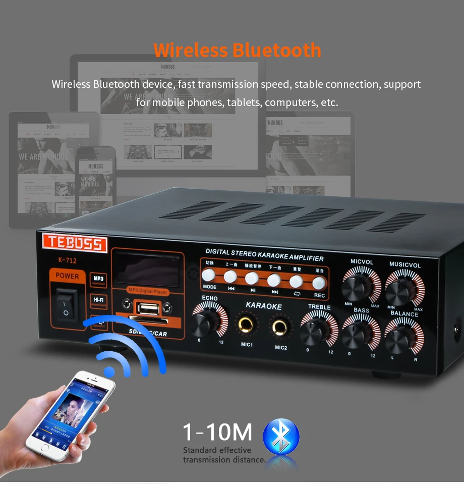 Oupushi профессиональная карточная посылка, динамик, Bluetooth, домашний караоке, усилитель с 2 динамиками для сцены и семейного KTV