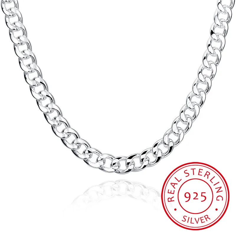 

Men's Fine Jewelry 925 Sterling Silver 10mm Chains Necklace High Quality Male 925 Sterling-Silver-Jewelry 10mm 20 Inch 24 Inch