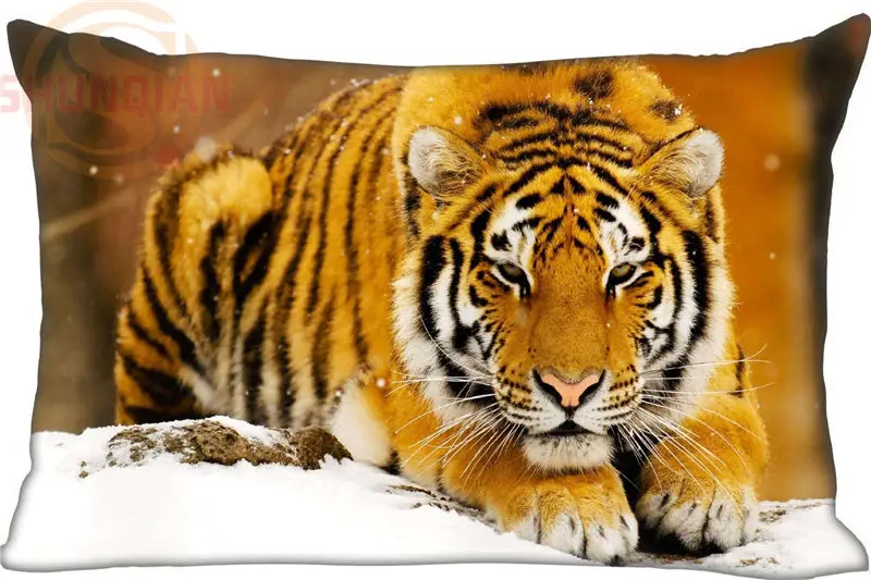 Обычная подушка чехол Тигр прямоугольник Подушка на молнии Чехол 45x35 см (одна