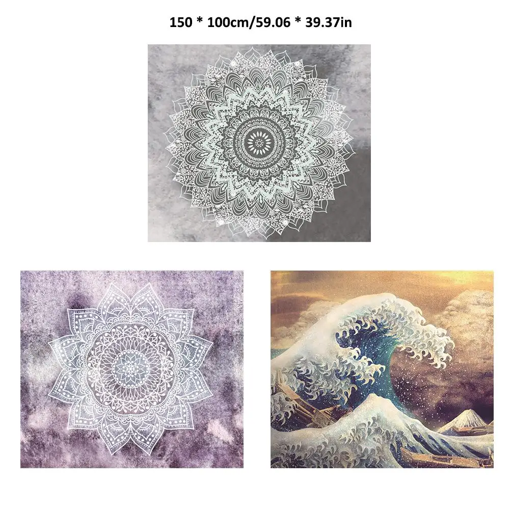 С психоделической мандалой гобелен хлопок геометрический узор с цветком лотоса